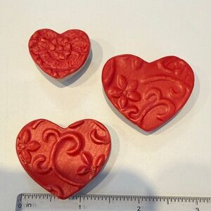 Red Embossed Heart Decorative Magnets - Set of 3